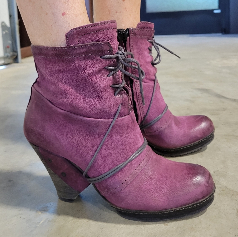 EUC Vintage A.S.98 AIRSTEP Women's PLUM Retro Ankle Boots 38 - Picture 2 of 10